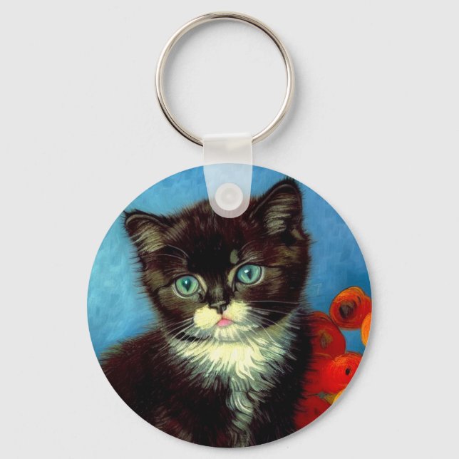 Van Gogh Tuxedo Cat Nyckelring (Framsida)