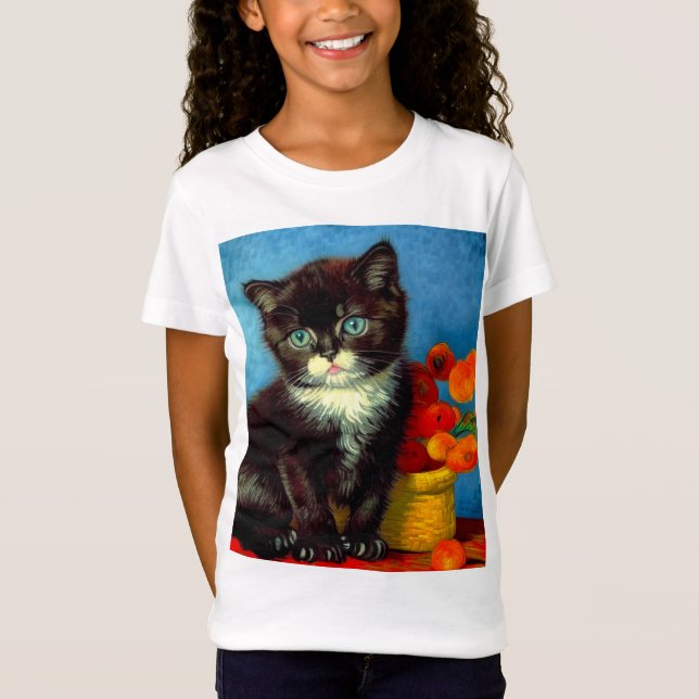 Van Gogh Tuxedo Cat T Shirt (Framsida)