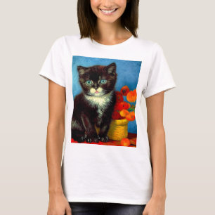Van Gogh Tuxedo Cat T Shirt