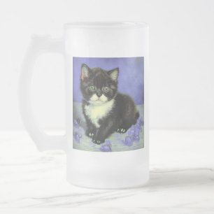 Van Gogh Tuxedo Kitten Frostat Ölglas