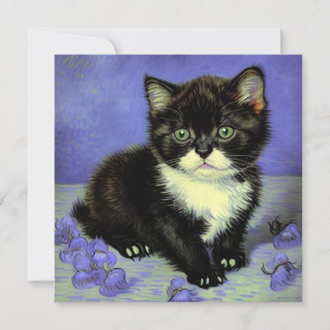 Van Gogh Tuxedo Kitten Inbjudningar (Framsida)