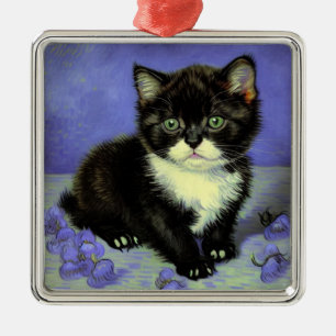 Van Gogh Tuxedo Kitten Julgransprydnad Metall