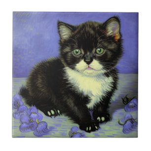 Van Gogh Tuxedo Kitten Kakelplatta