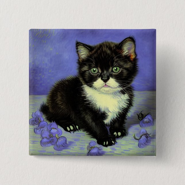 Van Gogh Tuxedo Kitten Knapp (Framsida)