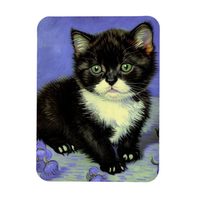 Van Gogh Tuxedo Kitten Magnet (Vertikal)
