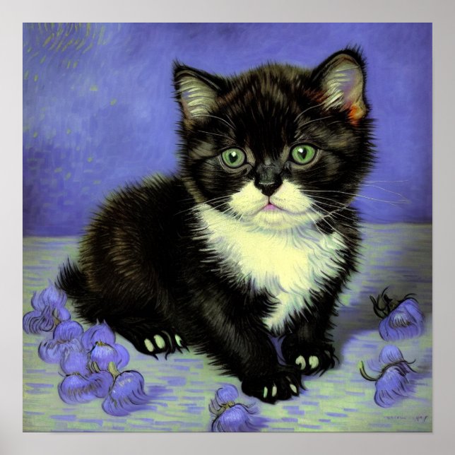 Van Gogh Tuxedo Kitten Poster (Framsidan)