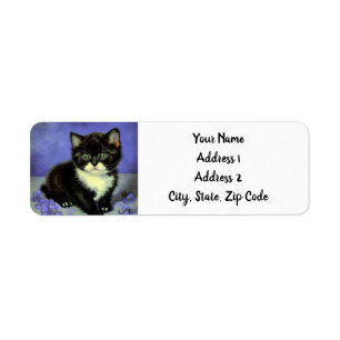 Van Gogh Tuxedo Kitten Returadress Etikett