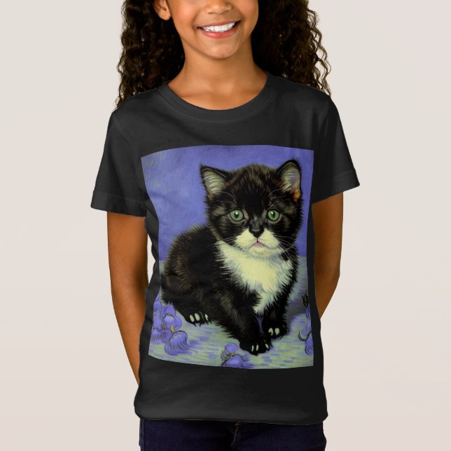 Van Gogh Tuxedo Kitten T Shirt (Framsida)
