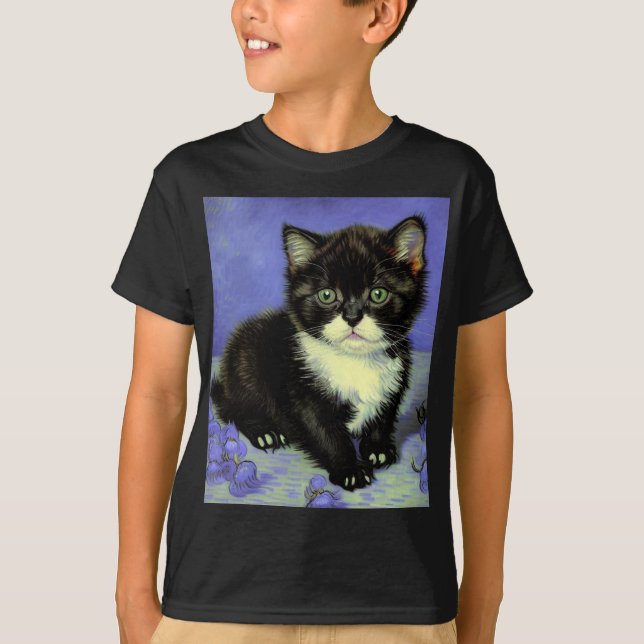 Van Gogh Tuxedo Kitten T Shirt (Framsida)