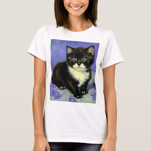 Van Gogh Tuxedo Kitten T Shirt (Framsida)