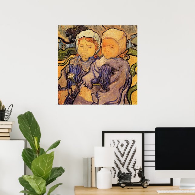 Van Gogh, Två barn, gammal impressionistisk konst Poster (Hemmakontoret)
