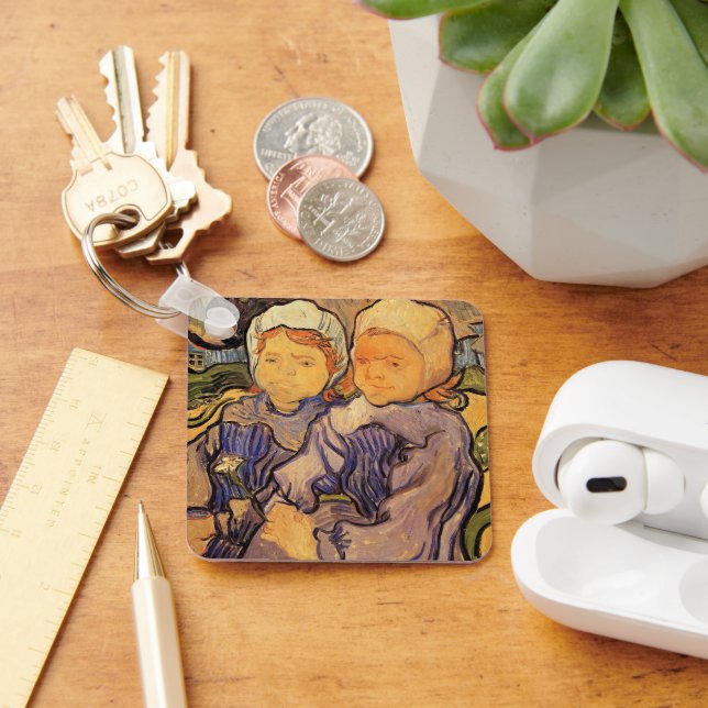 Van Gogh, Två Barn, Vintage Impressionism Konst Nyckelring (Skrivbord)
