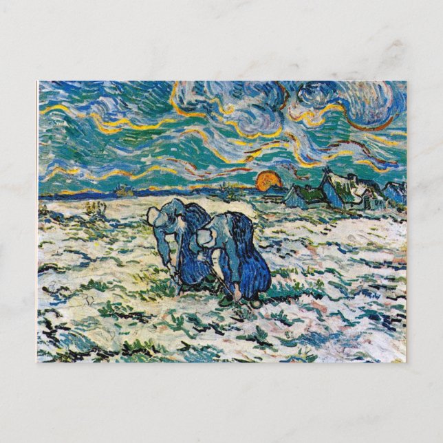 Van Gogh - Två bondekvinnor som Gräver i Snö Vykort (Framsida)