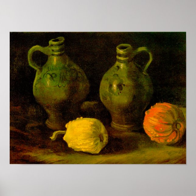 Van Gogh Två kannor och pumpor Poster (Framsidan)
