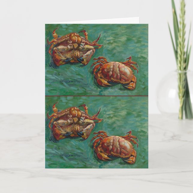 Van Gogh Två krabbor Grön Impressionistisk konst Kort (Framsida)