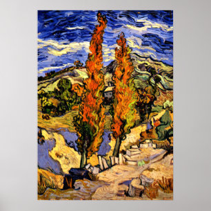 Van Gogh - Två poplars på Backe - 1889 Poster