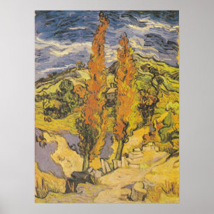 Van Gogh Två Poppelträd - Levande Gul Naturkonst Poster