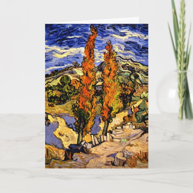 Van Gogh - Två popplar på Backe, 1889 Kort (Framsida)