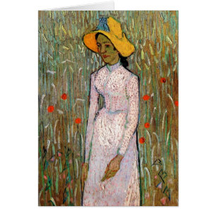 Van Gogh, Ung flicka stående; Bakgrund av vete Hälsningskort