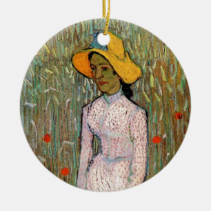 Van Gogh, Ung flicka stående; Bakgrund av vete Julgransprydnad Keramik