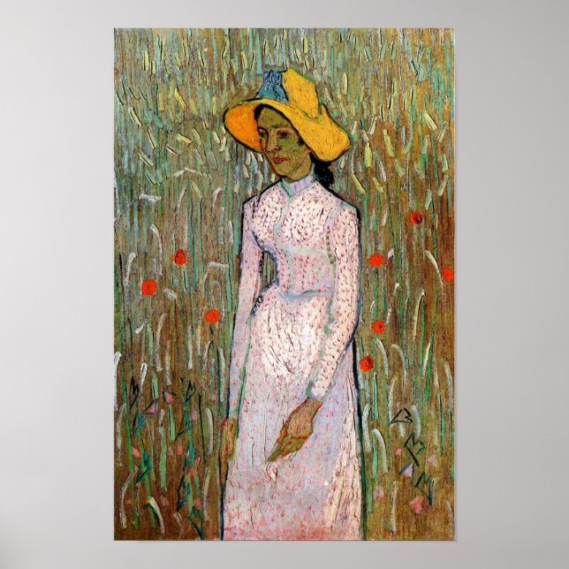 Van Gogh, Ung flicka stående; bakgrund av vete Poster (Framsidan)