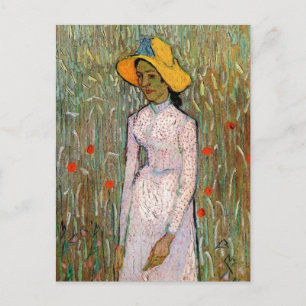 Van Gogh, Ung flicka stående; bakgrund av vete Vykort