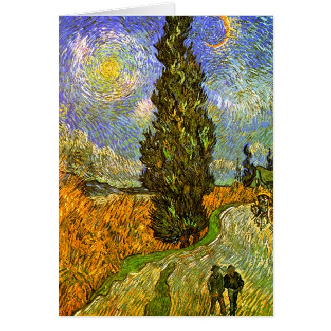 Van Gogh: Väg med Cypress och stjärnan Hälsningskort (Framsidan)