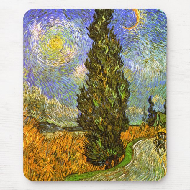 Van Gogh: Väg med Cypress och stjärnan Musmatta (Framsidan)