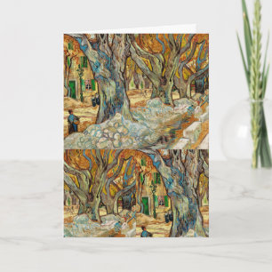 Van Gogh Vägarbetare Höst Plana Träd Konst Kort