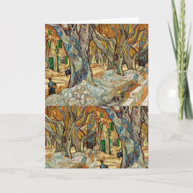 Van Gogh Vägarbetare Höst Plana Träd Konst Kort (Framsida)