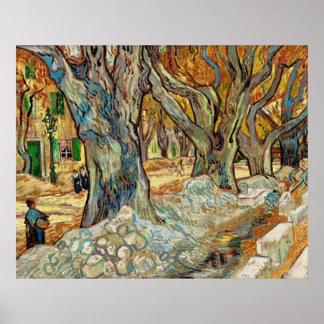 Van Gogh Vägarbetare Höst Plana Träd Konst Poster (Framsidan)