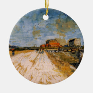 Van Gogh Vägen löper bredvid Parisfästningen Julgransprydnad Keramik