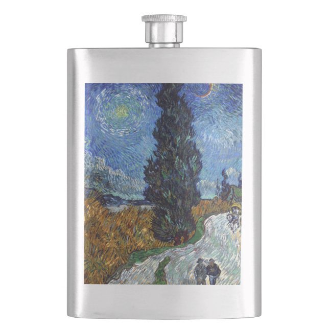 Van Gogh Vägen med cypresser Impressionism Fickplunta (Framsidan)