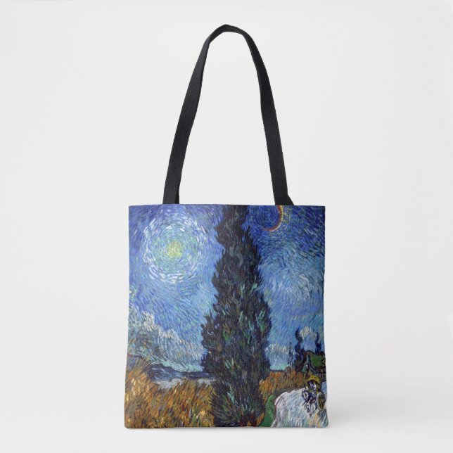 Van Gogh Vägen med cypresser Impressionism Tygkasse (Framsida)