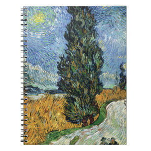 Van Gogh Vägen med Cypressträd Impressionism Anteckningsbok