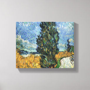Van Gogh Vägen Med Cypressträd Impressionism Canvastryck