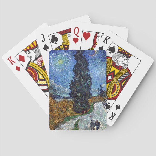 Van Gogh Vägen med Cypressträd Impressionism Casinokort (Baksidan)
