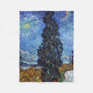 Van Gogh Vägen med Cypressträd Impressionism Fleecefilt