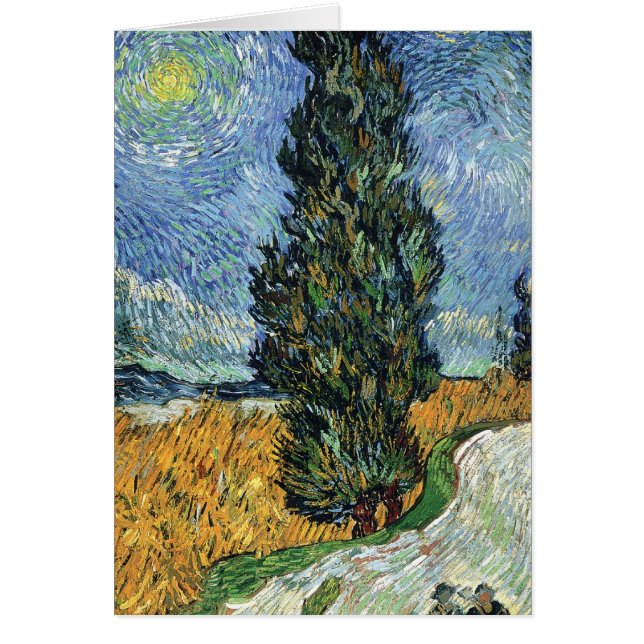 Van Gogh Vägen Med Cypressträd Impressionism Hälsningskort (Framsidan)