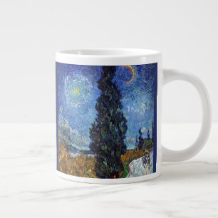 Van Gogh Vägen med Cypressträd Impressionism Jumbo Mugg