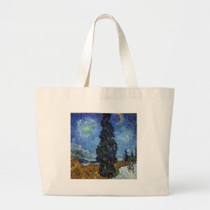 Van Gogh Vägen Med Cypressträd Impressionism Jumbo Tygkasse