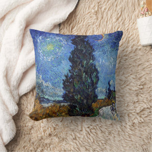 Van Gogh Vägen med Cypressträd Impressionism Kudde
