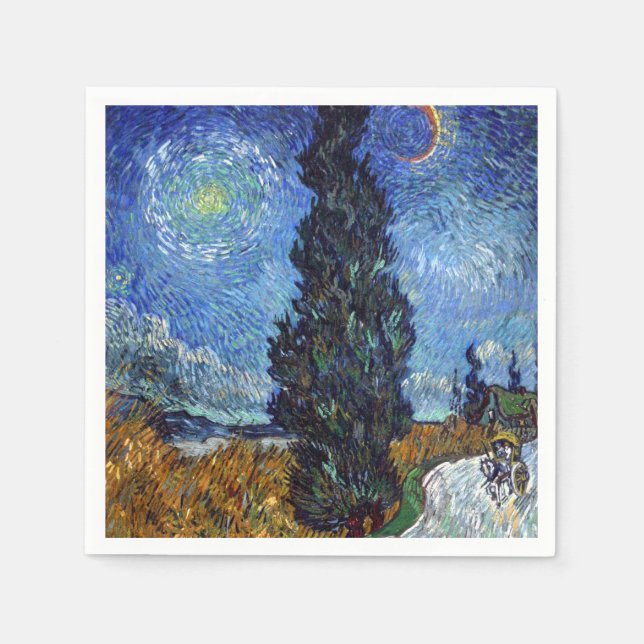 Van Gogh Vägen med Cypressträd Impressionism Pappersservett (Framsidan)