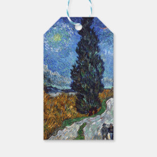 Van Gogh Vägen Med Cypressträd Impressionism Presentetikett