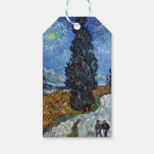 Van Gogh Vägen Med Cypressträd Impressionism Presentetikett