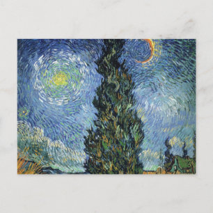 Van Gogh Vägen med Cypressträd Impressionism Vykort