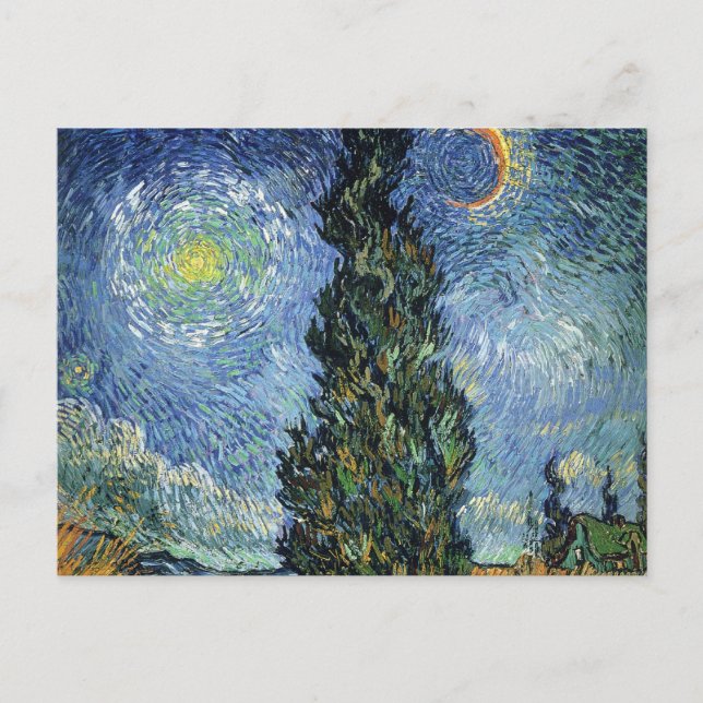 Van Gogh Vägen med Cypressträd Impressionism Vykort (Framsida)