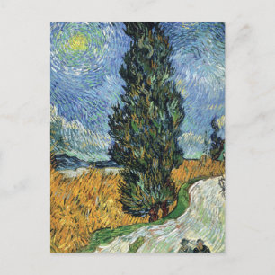 Van Gogh Vägen med Cypressträd Impressionism Vykort