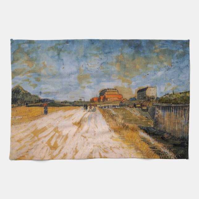 Van Gogh Vägen som löper bredvid Parisfästningsmur Kökshandduk (Horisontell)
