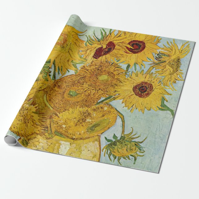 Van Gogh - Vas med 12 solblommor Presentpapper (Utrullad)